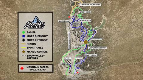 2024 summer trail map for bike park trails at Snow Valley