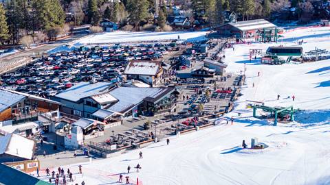 Drone photo of the base area at Bear Mountain 