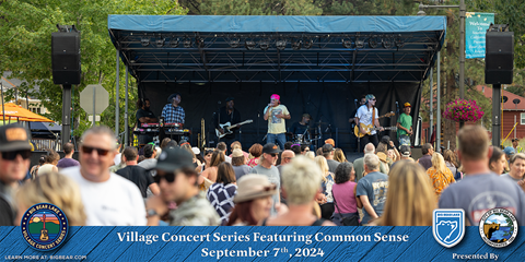 outdoor concert in the summertime during the day, village concert series flyer