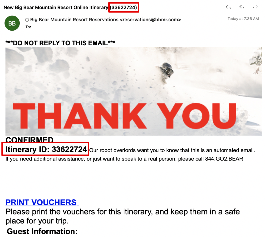 How to locate your ITINERARY number