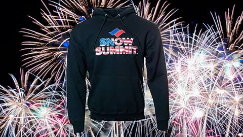 Black Snow Summit hoodie with red white and blue flag logo design on front