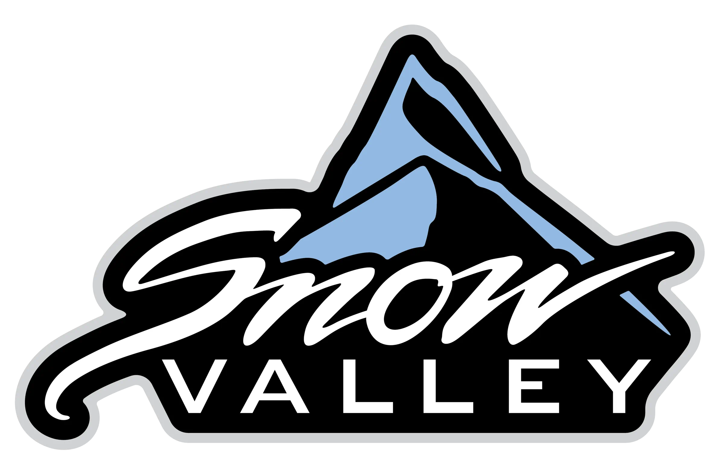 2023 Snow Valley ski resort logo blue and black with mountain