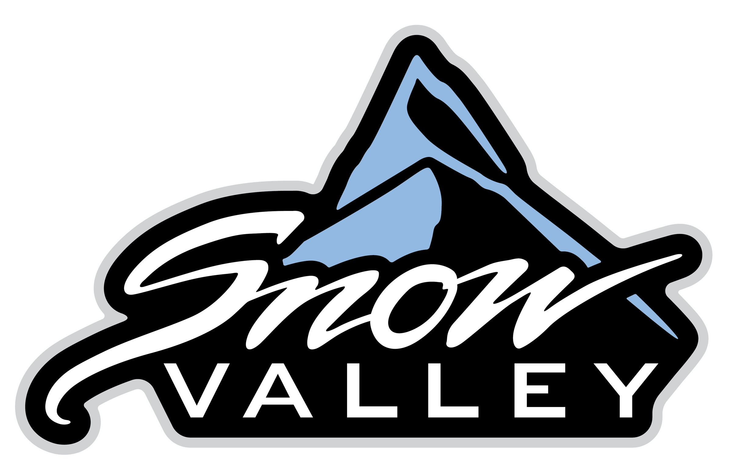 2023 Snow Valley ski resort logo blue and black with mountain